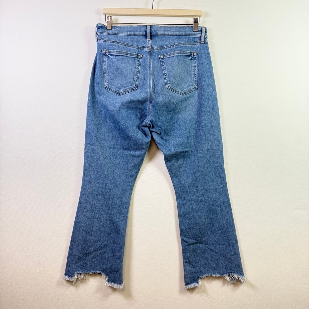 LOFT Blue High Waist Flare Crop Raw Step Hem Jeans 31/12P - Picture 2 of 7